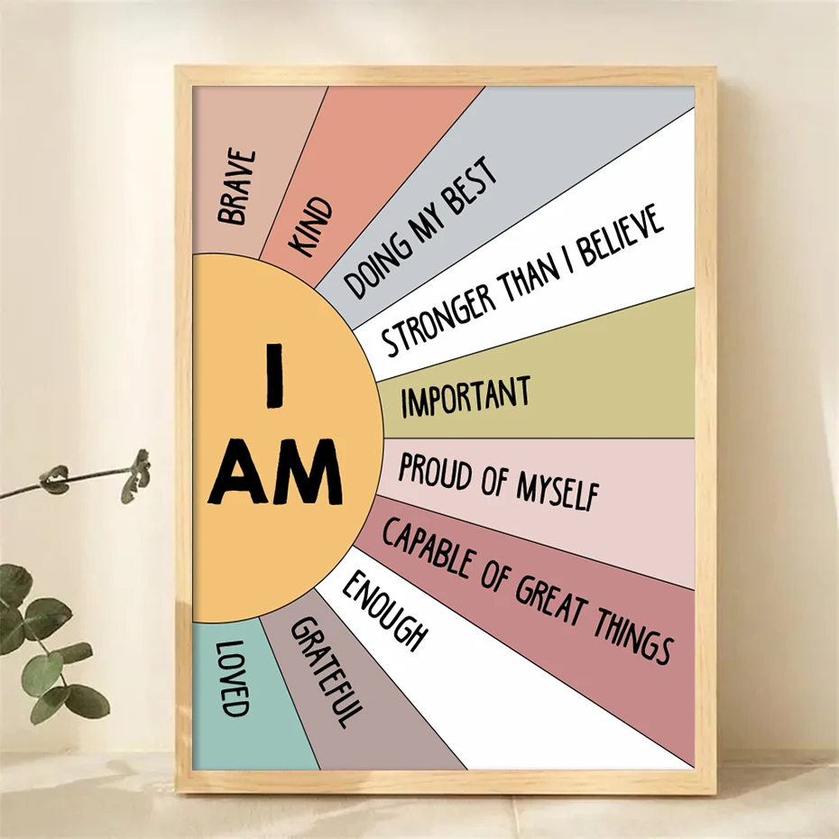 Kids Education Quote - 1PCS Educational Sun Colorful Positive Affirmation