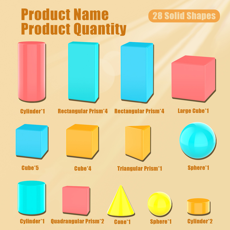 28/36PCS  3D Shapes Geometric  - Math Manipulative Set ulasan dan harga