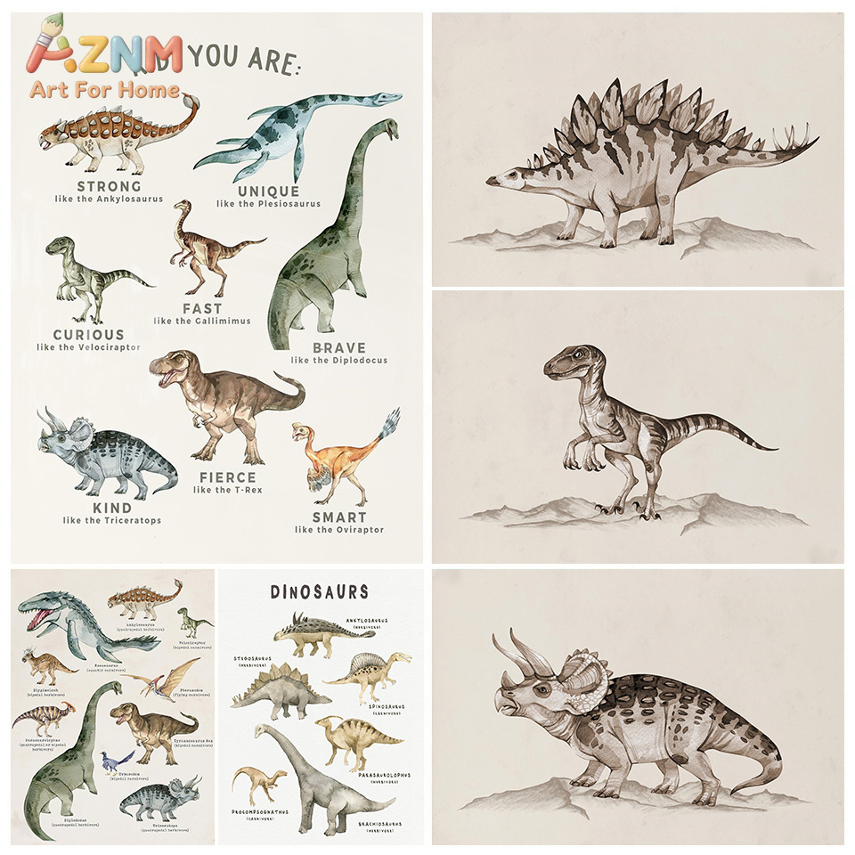 AZNM Watercolor Dinosaur Canva - Kids Education Quote ulasan dan harga