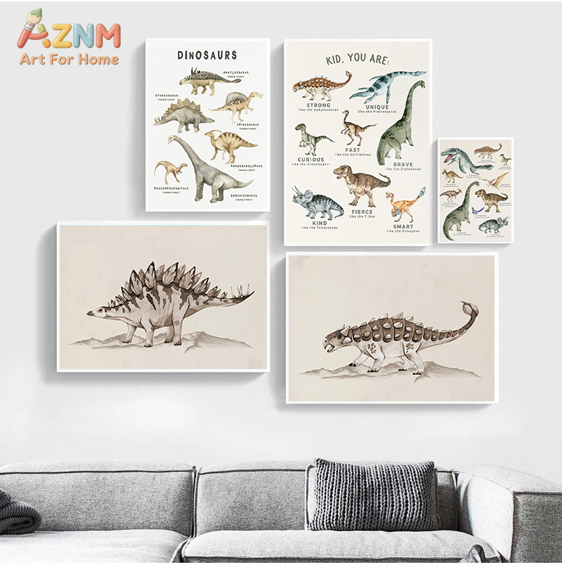 AZNM Watercolor Dinosaur Canva - Kids Education Quote ulasan dan harga