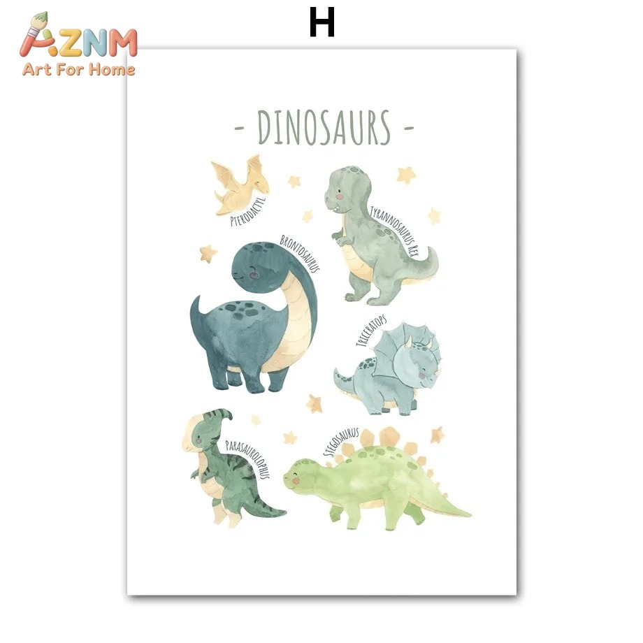 AZNM Watercolor Dinosaur Alpha - Kids Education Quote ulasan dan harga