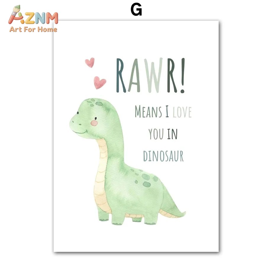 AZNM Watercolor Dinosaur Alpha - Kids Education Quote ulasan dan harga